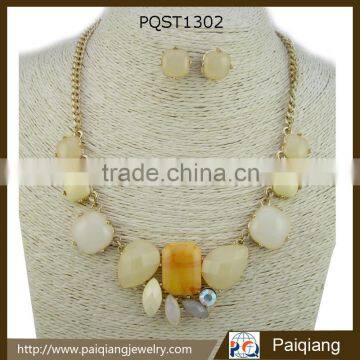 2016 Spring and Summer New Design White Diamond Necklace and Earring Jewelry Set photo-2