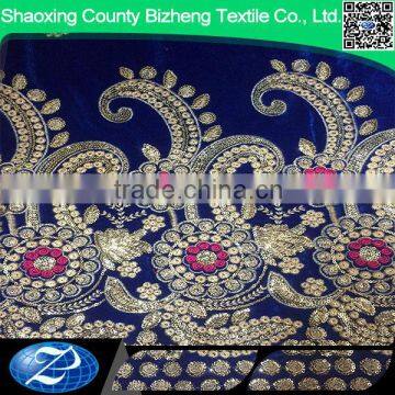 blue embroidery lace velvet fabric wholesale