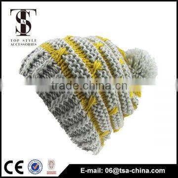 100%acrylic Jacquard Design Winter Knitted Beanie Hat for Girl photo-2
