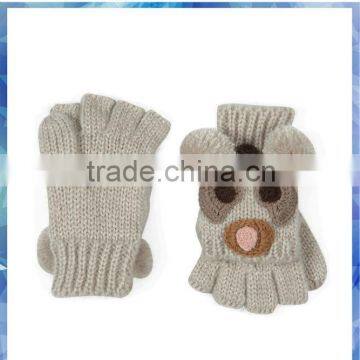 teenage girls novelty bear capped mitten acrylic knitted gloves