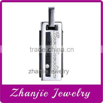 Fashion High Quality Jewelry Stainless Steel Black And Steel Two Tone Lovers Pendants With Shiny Crystal Made In China