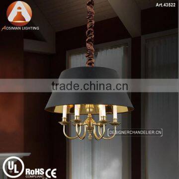 Copper Hanging Lamp with Black Shade