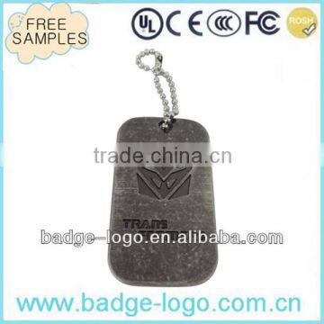 antique znic alloy customized metal dog tag with ball chain