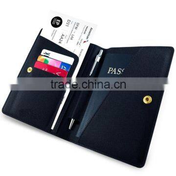 Leather Travel Wallet & Passport Holder Securely Holds Business Cards, Credit Cards,Boarding Passes & Notes