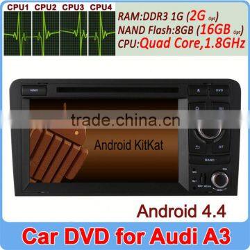 Factory OEM 2G RAM 16GB ROM Android 4.4 Quad Core 2 din for Audi A3 S3 Built-in Wifi