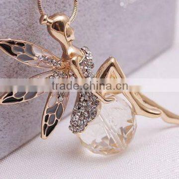 women Angel Wings Butterfly Wings fairy Rhinestone Crystal Necklace / sweater chain