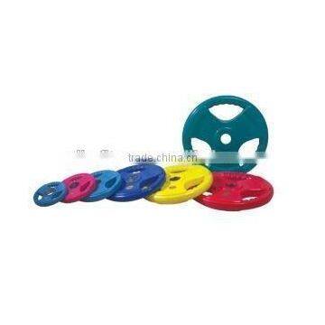 3 holes color rubber coated fitness accessories /color rubber weight plate