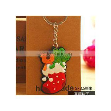 Rubber PVC Christmas Stocking Keychain For Christmas Festivals