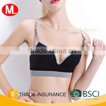 Promotion sexy criss cross back shockproof yoga bra non-wired plain sport bra women