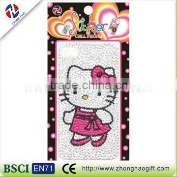 Crystal cartoon cat diamond mobile phone sticker