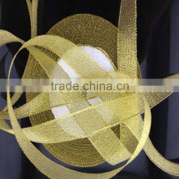 Wholesale 2.5cm 25yards golden color metallic ribbon