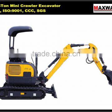 China Cheap 1.6 Ton Small Rubber Track Hydraulic Crawler Excavator , Canopy , CE / ISO Certificate, CT16-9D