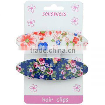 Floral acrylic hair barrette clips