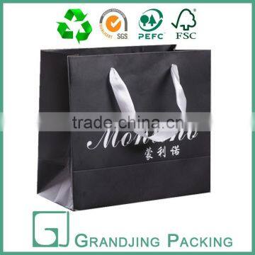 Luxury black printing logo women shopping paper bag