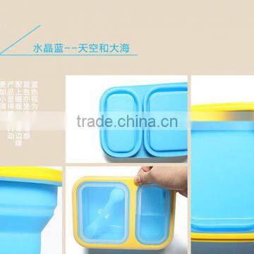 2 Blocks Lunch Box Kids Food Container Soup Cup Spoon Microwaveable Dinnerware Set