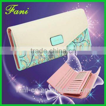 High quality leather clutch purse with embroidery flower design for woman