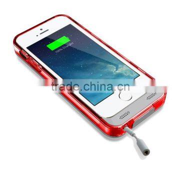 For iPhone 5S/5 extended Battery Case MFi Certified 2400mAh rechargeable Battery Case Removable