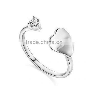 HDS019 sterling sliver adjustable open heart shaped ring designs