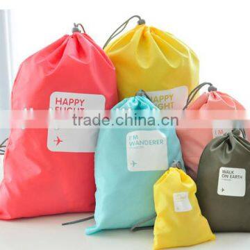 Wholesale waterproof nylon Fabric Cheap travel Drawstring storage bag