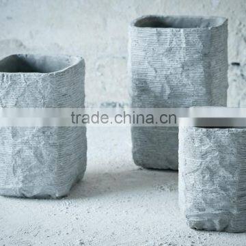 Natural cement square pots and planters for home and garden