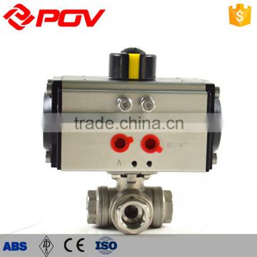 3way inner thread pneumatic ball valve