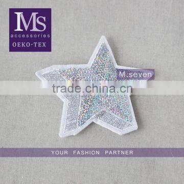 hot selling custom 3d star pattern sequin patch embroidery trim polyester material for wholesale