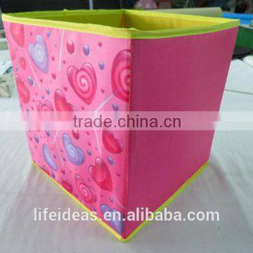 Floral printing decorative collapsible fabric storage box pink