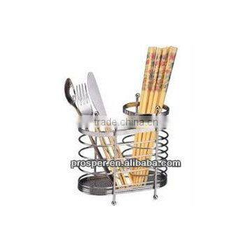 Chrome plated stainless steel kitchen utensil holder