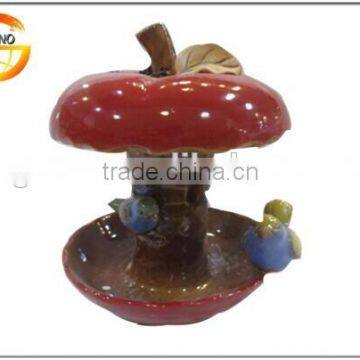 Delicate red apple ceramic bird feeder