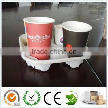 Environmentally Friendly Molded Pulp Cup Carrier/Cup Tray/Colorful Cup Carrier with Paper Cup