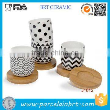 Ceramic Simple Cup with Bamboo Coaster