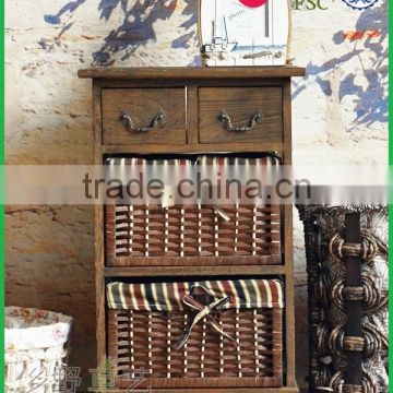 ECO friendly FSC and SEDEX audited vintage wooden frame wicker drawer cabinet for sale