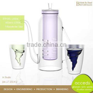 Personalized Handcrafted Modern Infuser Heat Resistant Pyrex Glass Cute Tea Set photo-2