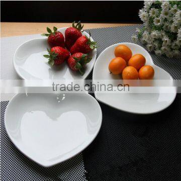 personalized special white hotel porcelain dish plate with heart shape