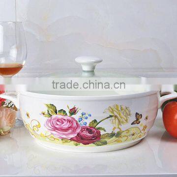 10" Porcelain Saucepot Suitable Microwave Oven With Glas Lid photo-2