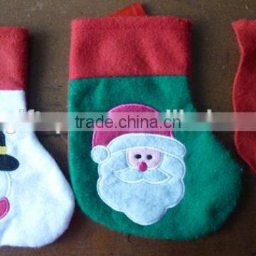 New Products Handsewn Cheap Wholesale Fabric Sock Wool Felt Christmas Stocking Hangers With Applique Angel Xmas Snowman Motif photo-4