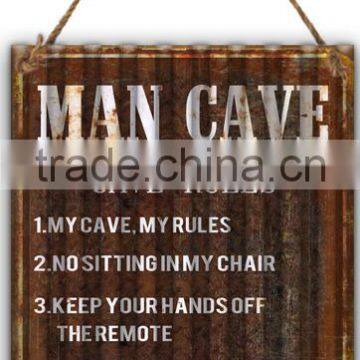 "MAN CAVE" CORRUGATED IRON WALL DECOR