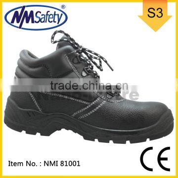 NMSAFETY CE certificate black safety leather safety shoes for construction workers