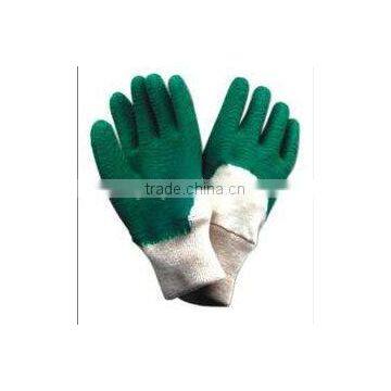Sunnyhope10"yellow Liner Green ChipT/C Latex Palm Coated Gloves,free Sample Gloves photo-2