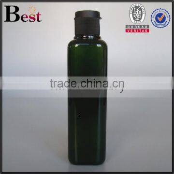 2017 Hot New Products Cosmetic Round Shoulder Beard Oil Lotion Dark Green 200ml Rectangle Plastic Shampoo Bottle Flip Top Cap photo-2