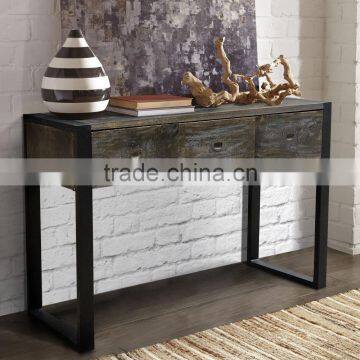 Console table INDUSTRIAL GREY RUSTIC teak wood furniture