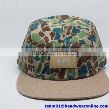 custom made design camo 5 panel snapback cap/hat