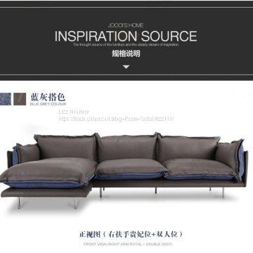 Beige Modern Leather Sectional Sofa photo-4