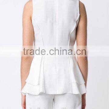 Best Selling Girls White Double Layered Ruffle Blouse Cheap Price photo-2