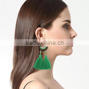 Bohemian Ethnic Jewelry Embroidery Tassel Dangle Earrings photo-2