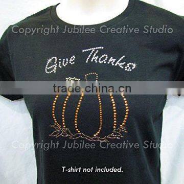 Give Thanks Pumpkin Iron On Rhinestone Crystals and Rhinestud T-shirt Transfer by Jubilee Rhinestones photo-2