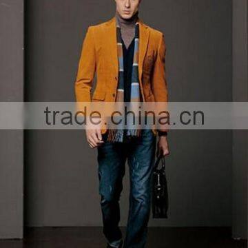 2014 winter season orange color bespoke design slim fit men suit