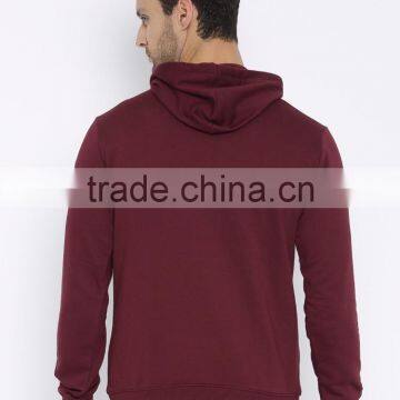 Men Maroon Solid Pullover Sweatshirt Custom 300 Grams Cotton Material Hoodies Long Sleeves Kangaroo Pocket Male Casual Outwear photo-4