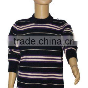 three colors striped children 100% cashmere sweater free shipping