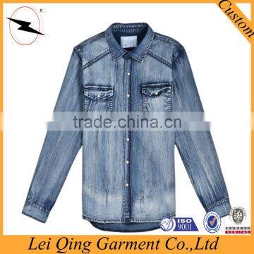 Factory Wholesale Denim Shirt Men Jeans Shirt photo-4